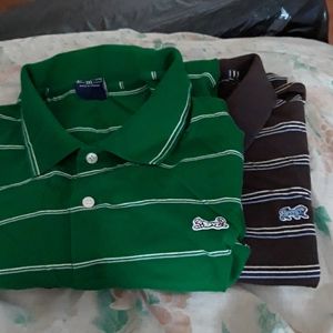 Lot of 2 SHORT SLEEVE Men's Polo STRIPS Shirt